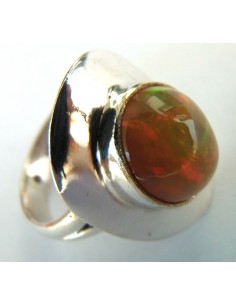 Opale noble rouge bague argent 2