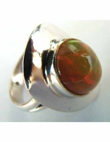 Opale noble rouge bague argent