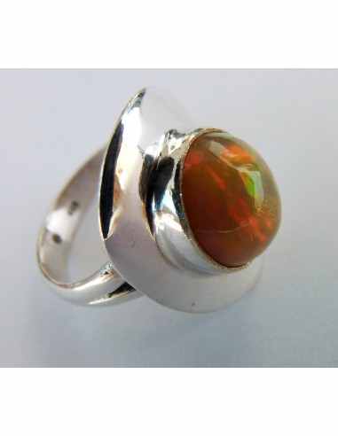 Opale noble rouge bague argent