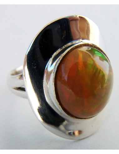 Opale noble rouge bague argent