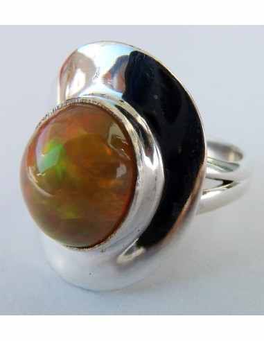 Opale noble rouge bague argent