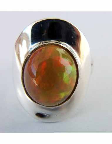 Opale noble rouge bague argent