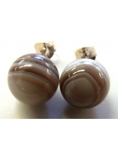 Agate de botswana boucles d"oreilles 10mm