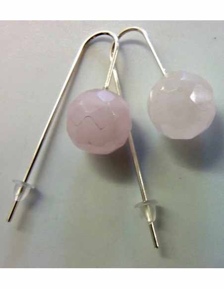 Boucles doreilles quartz rose 12mm Boucles doreilles quartz rose 12mm
