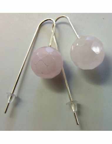 Boucles doreilles quartz rose 12mm