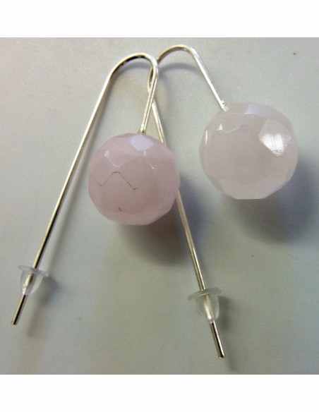 Boucles doreilles quartz rose 12mm Boucles doreilles quartz rose 12mm