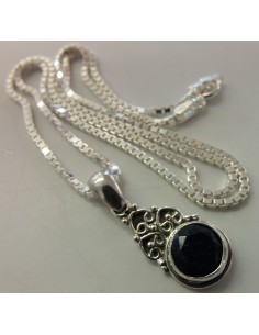 Pendentif  Saphir chaine argent
