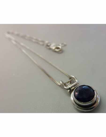 Pendentif  Saphir chaine argent