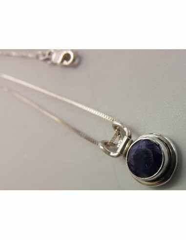 Pendentif  Saphir chaine argent