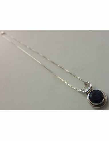 Pendentif  Saphir chaine argent