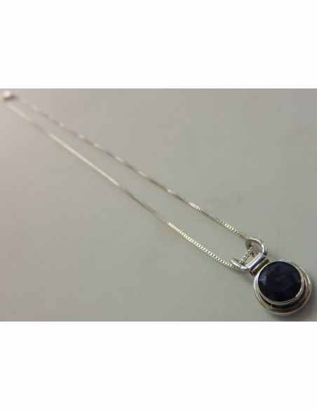 Pendentif  Saphir chaine argent