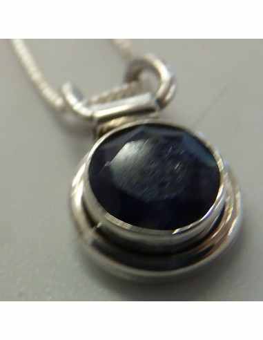 Pendentif  Saphir chaine argent