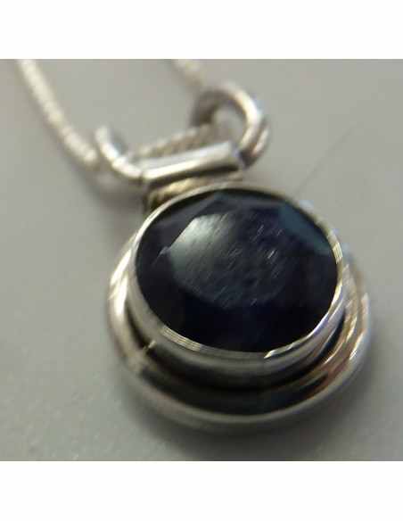Pendentif  Saphir chaine argent