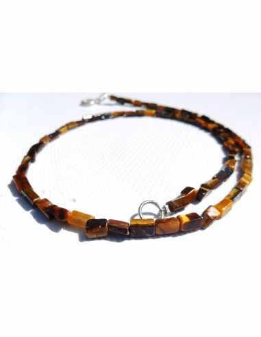 Collier oeil de tigre rectangles