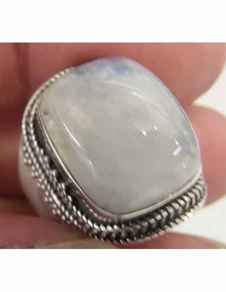 Bague reglable pierre de lune argent