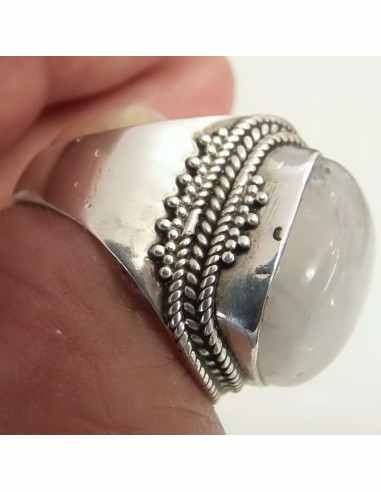 Bague reglable pierre de lune argent