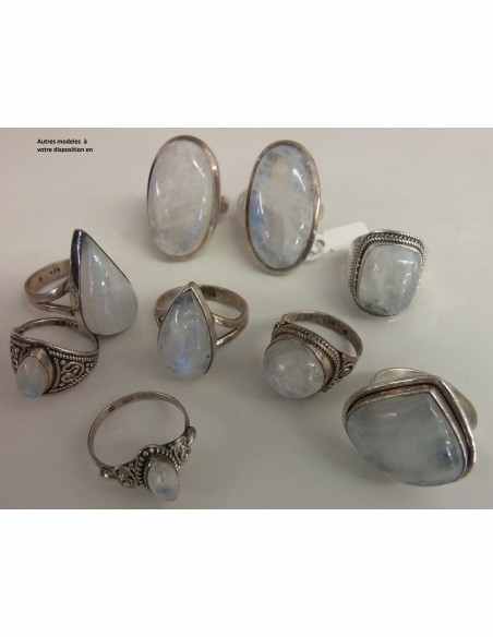 Bague reglable pierre de lune argent