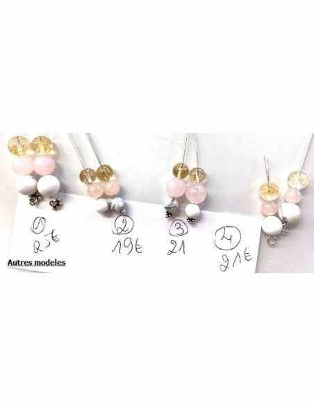 Boucles doreilles quartz rose 12mm Boucles doreilles quartz rose 12mm