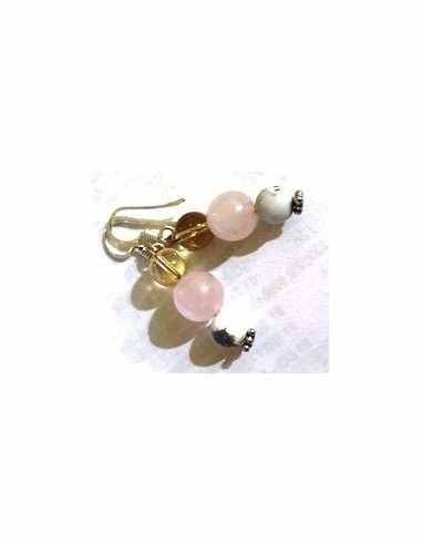 Boucles doreilles quartz rose 12mm