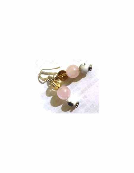 Boucles doreilles quartz rose 12mm Boucles doreilles quartz rose 12mm