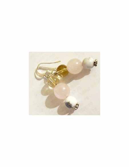 Boucles doreilles quartz rose 12mm Boucles doreilles quartz rose 12mm