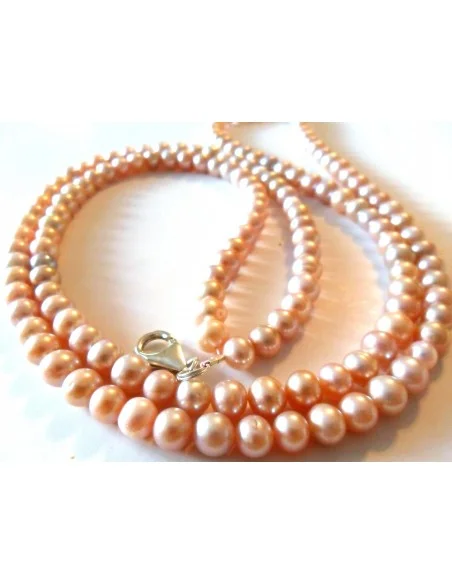 Collier perles rose pastel  8mm