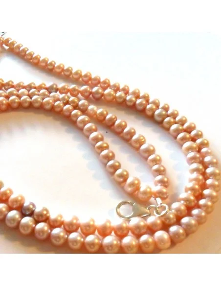 Collier perles rose pastel  8mm