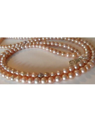 Collier perles rose pastel  8mm