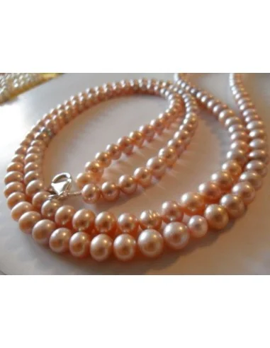 Collier perles rose pastel  8mm