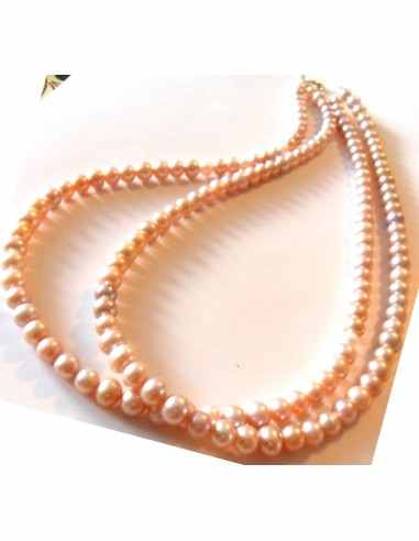 Collier perles rose pastel  8mm