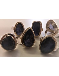 Iolite en bague montees en argent