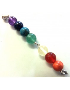 Pendentif sept chakras 8mm argent 2