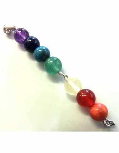 Pendentif sept chakras 8mm argent