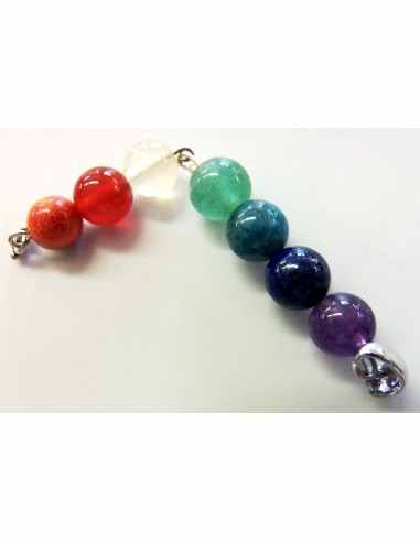 Pendentif sept chakras 8mm argent