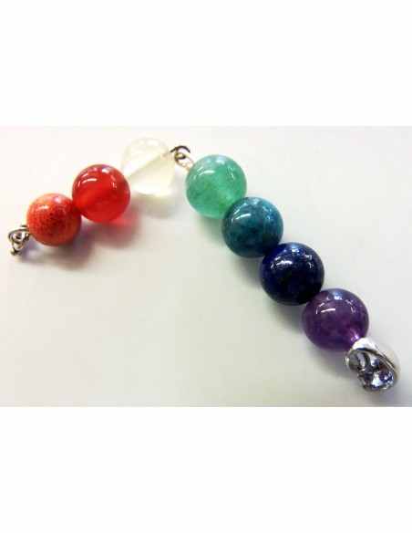 Pendentif sept chakras 8mm argent