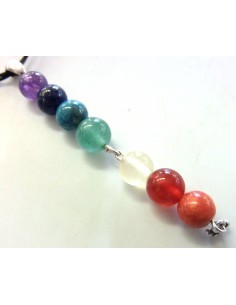 Pendentif sept chakras 8mm argent