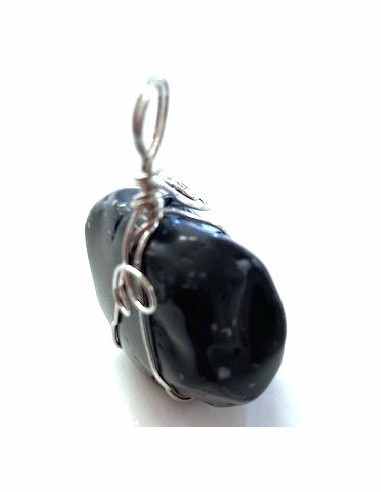 Obsidienne mouchettee grand pendentif
