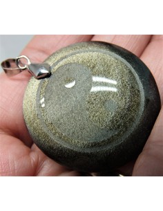 Obsidienne oeil celeste 12mm collier 2
