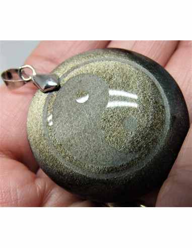 Obsidienne oeil celeste 12mm collier