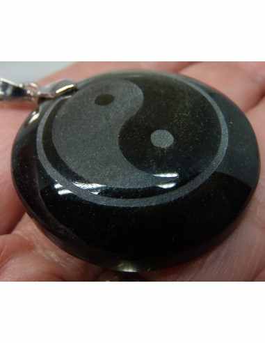 Obsidienne oeil celeste 12mm collier