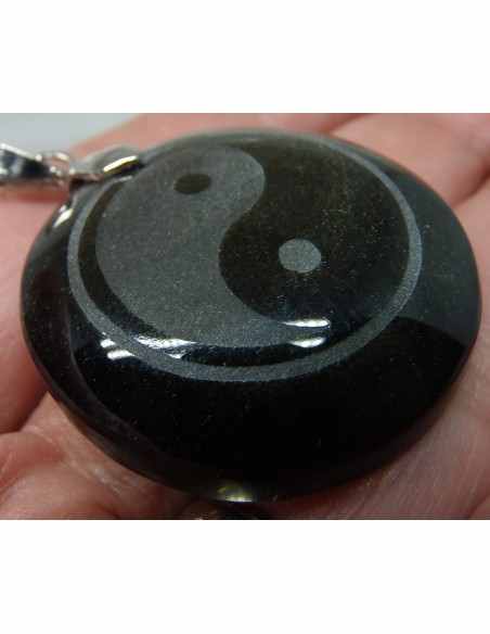 Obsidienne oeil celeste 12mm collier