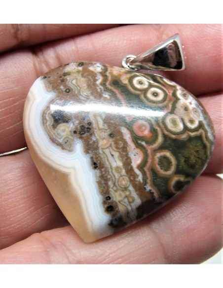 Pendentif coeur Jaspe ocean