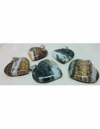 Pendentif coeur Jaspe ocean