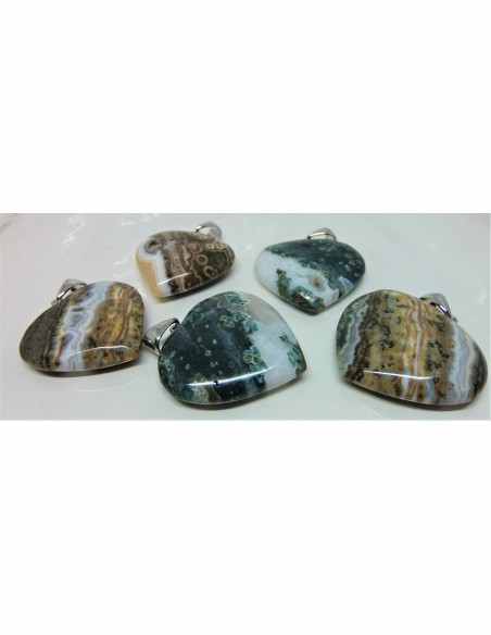 Pendentif coeur Jaspe ocean