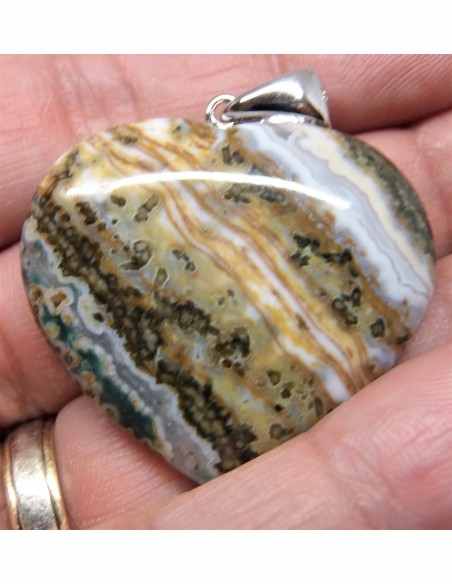 Pendentif coeur Jaspe ocean