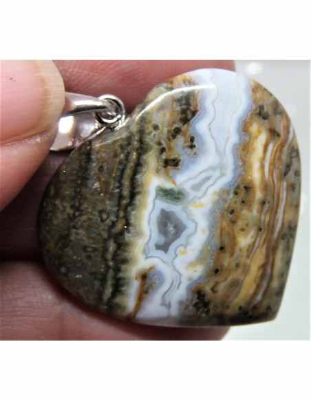 Pendentif coeur Jaspe ocean