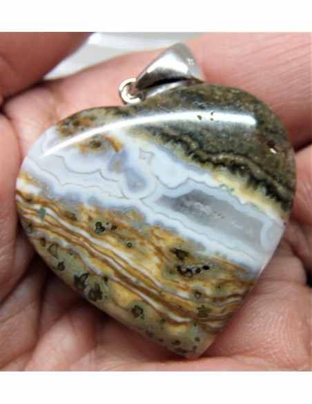 Pendentif coeur Jaspe ocean