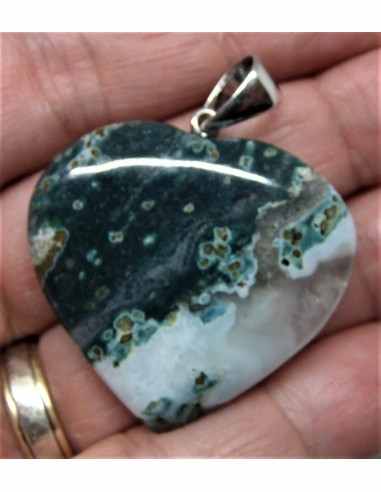 Pendentif coeur Jaspe ocean