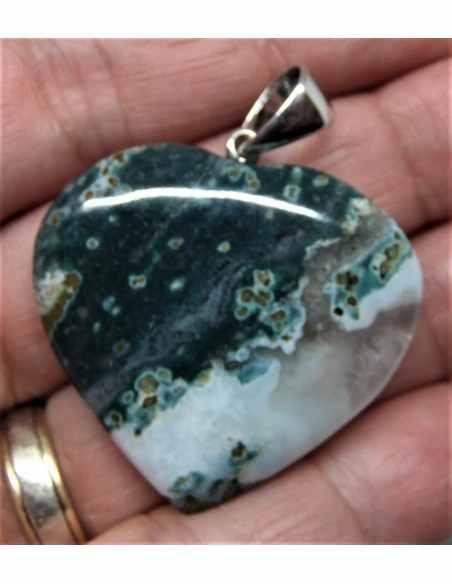 Pendentif coeur Jaspe ocean