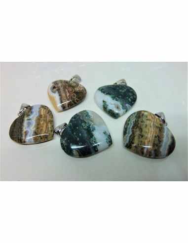 Pendentif coeur Jaspe ocean